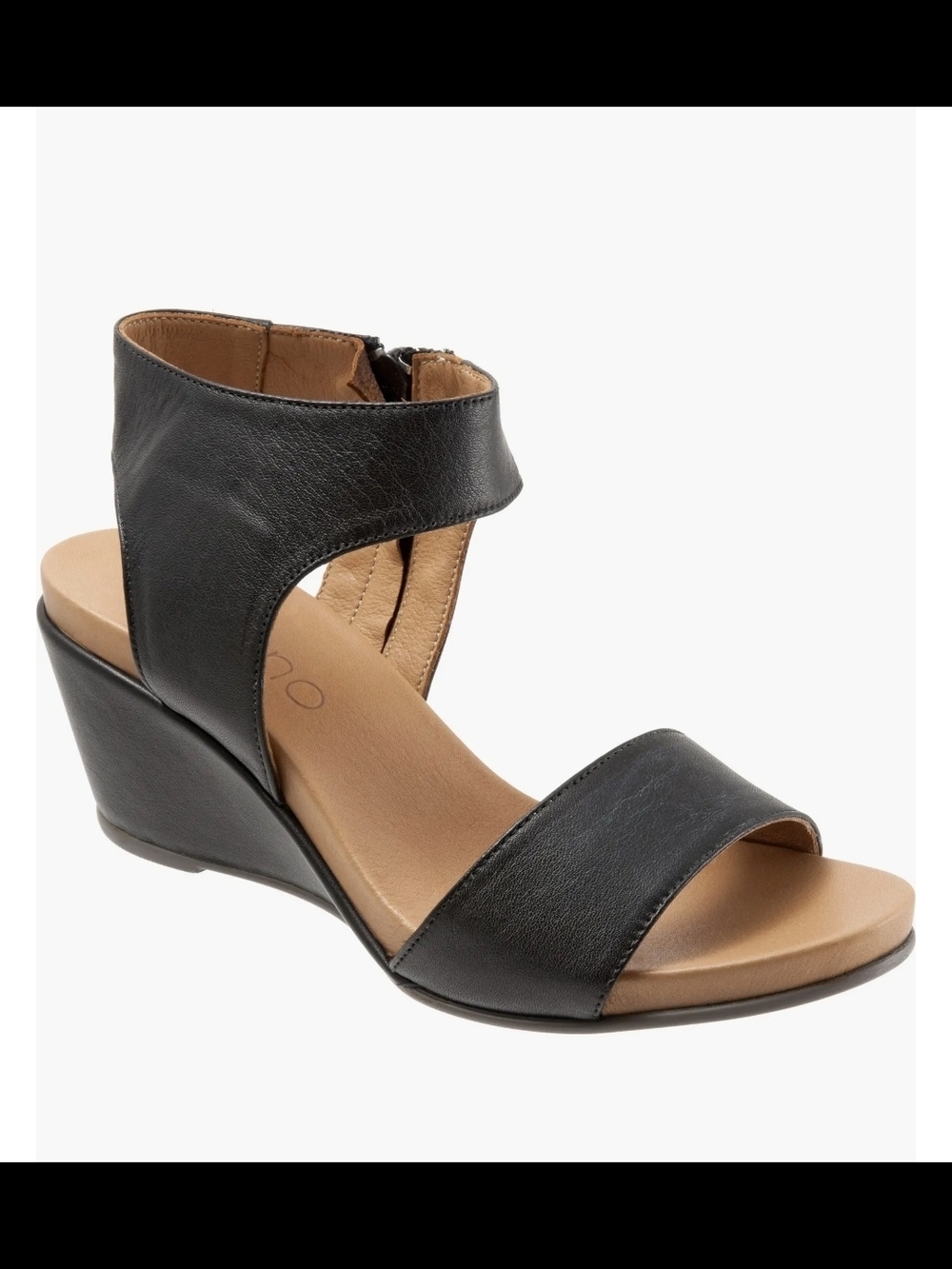 Bueno Women's Black Side Zip Slide Sandals Leather EU 38 M